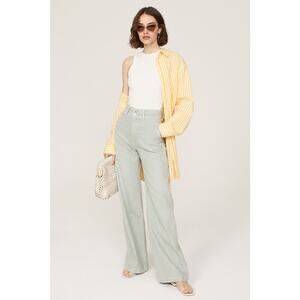 JOES JEANS Green Denim Cotton Blend Front Zipper Wide-Leg Allana Jeans Size 26